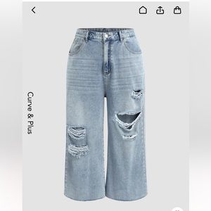 NWT Plus Size High Waisted Ripped Straight Leg Jeans